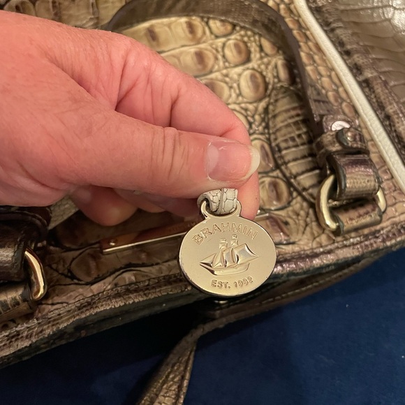 Brahmin Tan Crocodile-Embossed Shoulder Bag - Picture 5 of 7